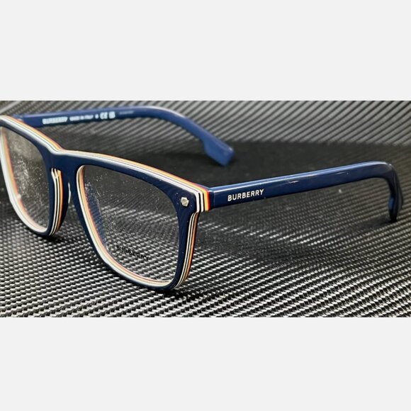 Burberry Blue Men's 56mm Square Eyeglasses - Picture 1 of 5